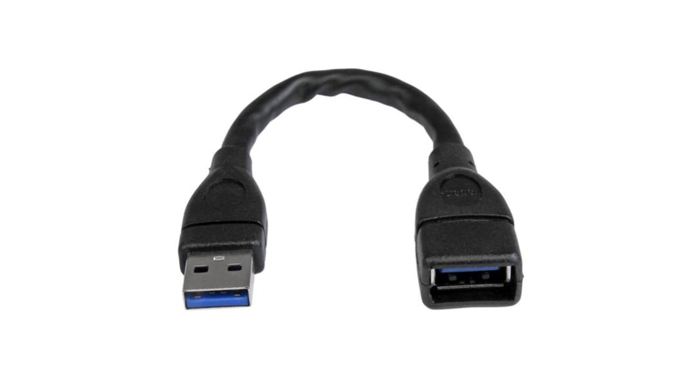 StarTech.com USB 3.0 Cable, Male USB A to Female USB A USB Extension Cable, 0.15m