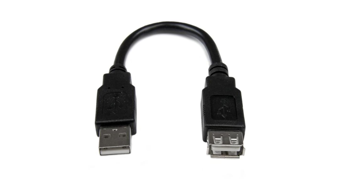 StarTech.com USB 2.0 Cable, Male USB A to Female USB A USB Extension Cable, 15cm