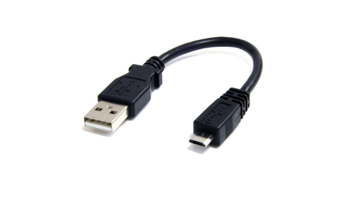 StarTech.com USB 2.0, Male USB A to Male Micro USB B, 480Mbps, 150mm