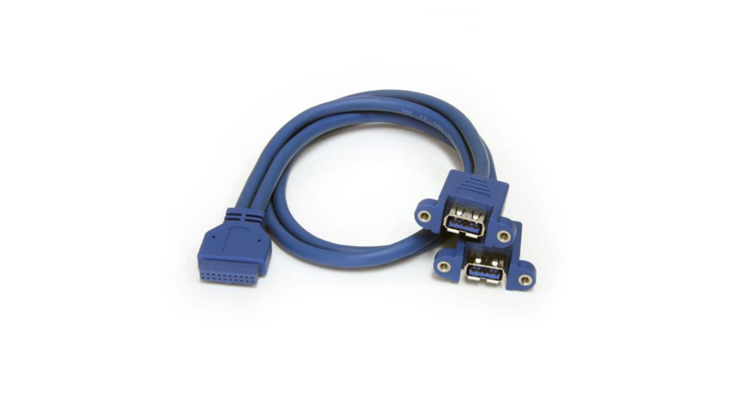 StarTech.com USB 3.0 Cable, Female 20 Pin IDC to Female USB A Panel Mount USB Cable, 0.5m