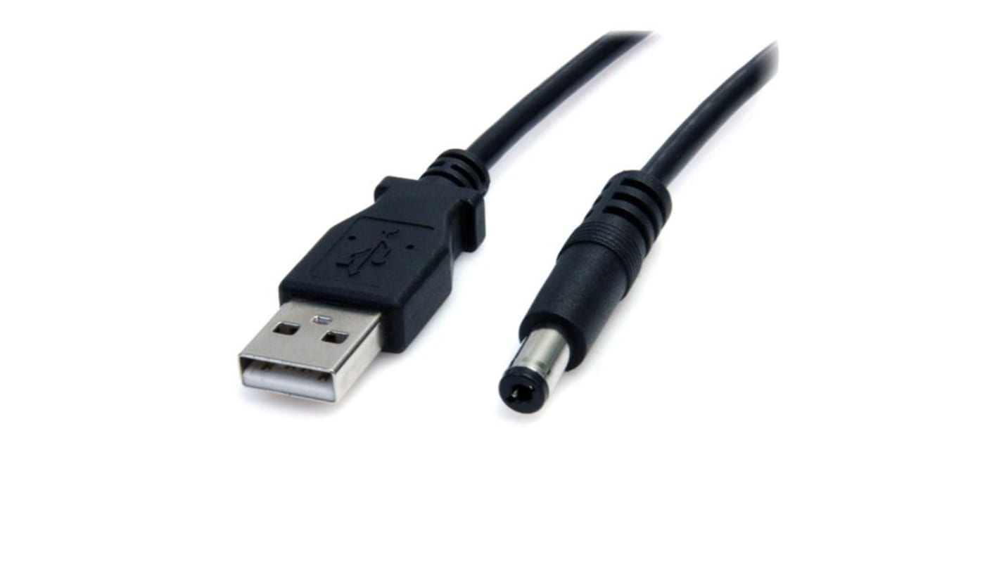 Kabel USB Złącze A USB A Złącze B Cylindryczne złącze zasilająca dł. 2m Kabel zasilający USB USB 2.0 kolor: Czarny