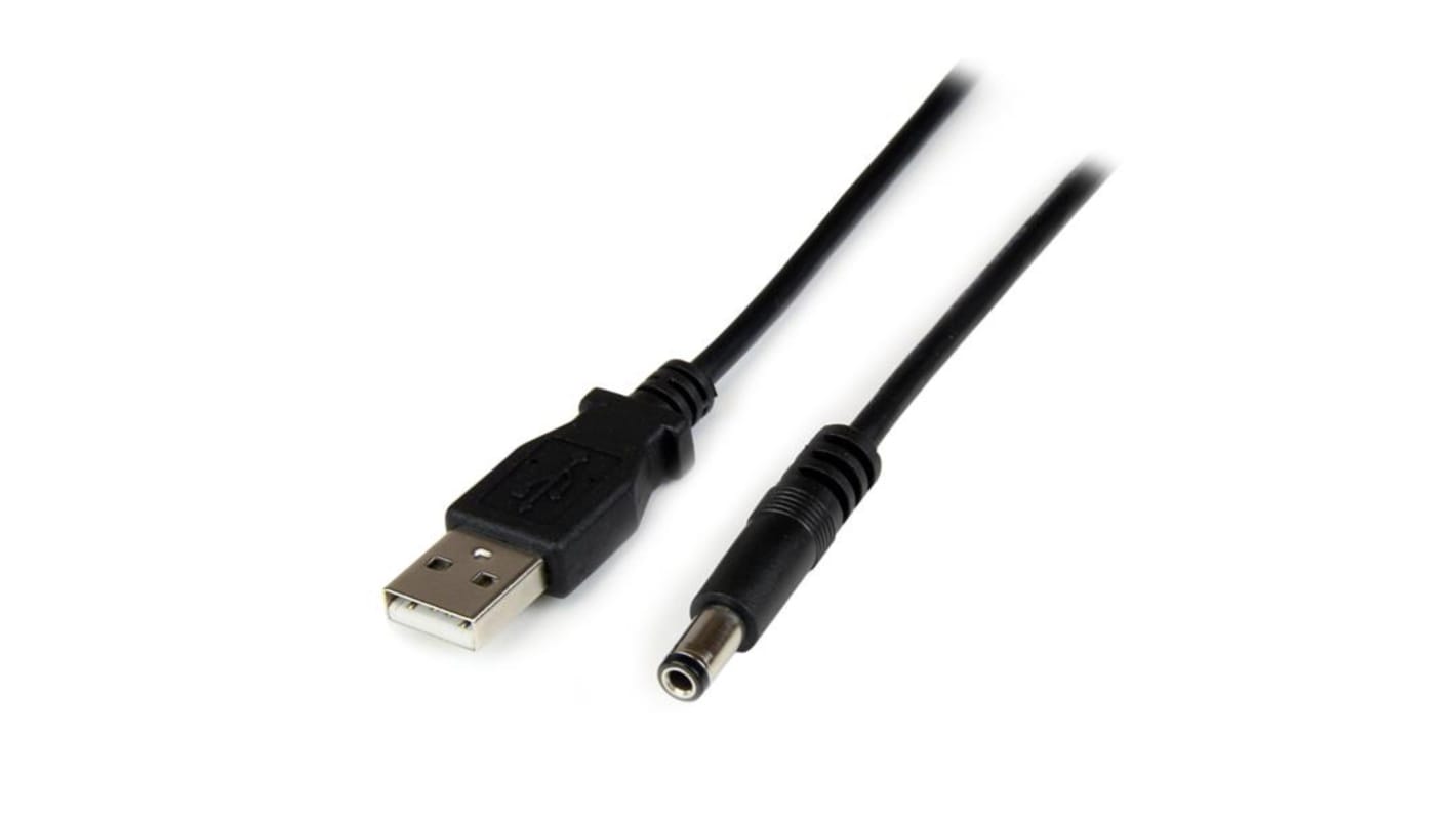 StarTech.com USB 2.0, Male USB A to Male Barrel Power Connector, 480Mbps, 2m