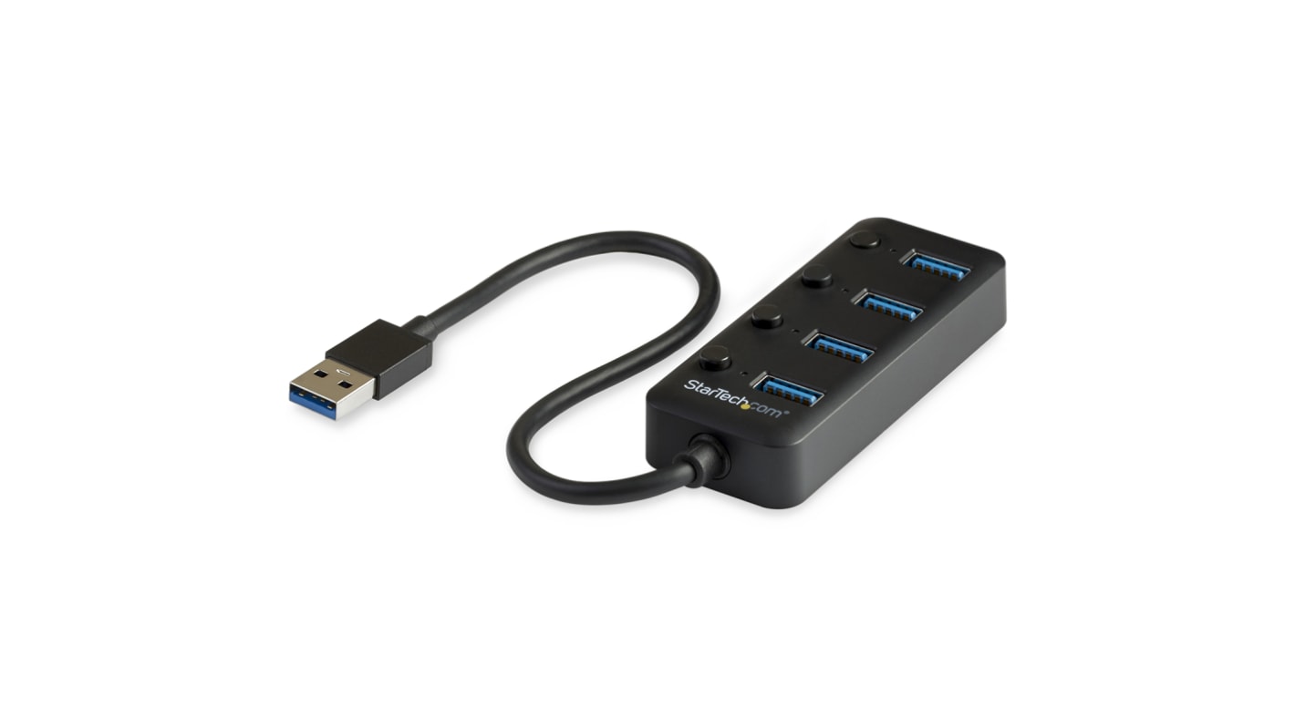 StarTech.com 4口USB扩展器, USB 3.0, USB A接口, USB 总线供电, 85 mm x 34.9 mm x 1.9cm
