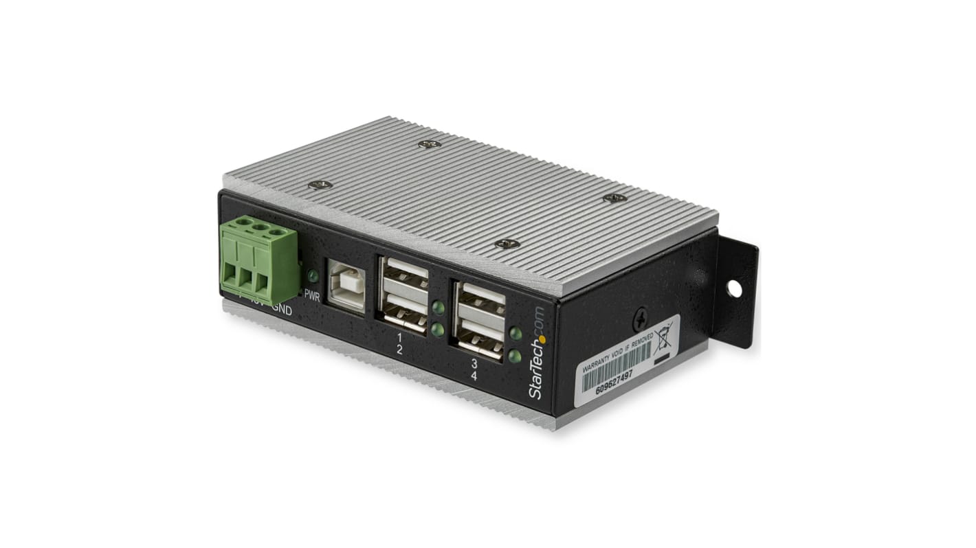 StarTech.com 4口USB扩展器, USB 2.0, USB A接口, 端子连接器供电, 95 mm x 55 mm x 3.2cm