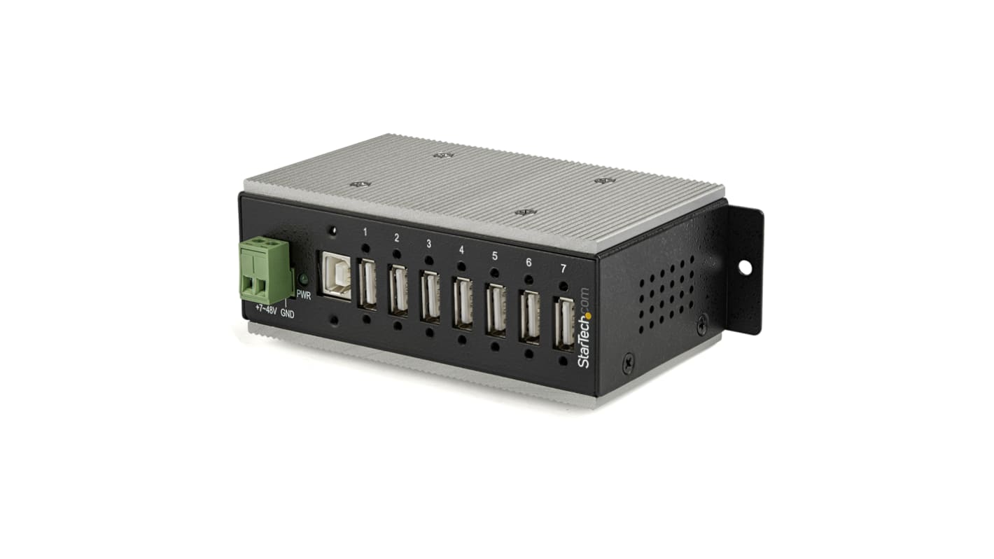 StarTech.com 7口USB扩展器, USB 2.0, USB A接口, 端子连接器供电, 13.2cm