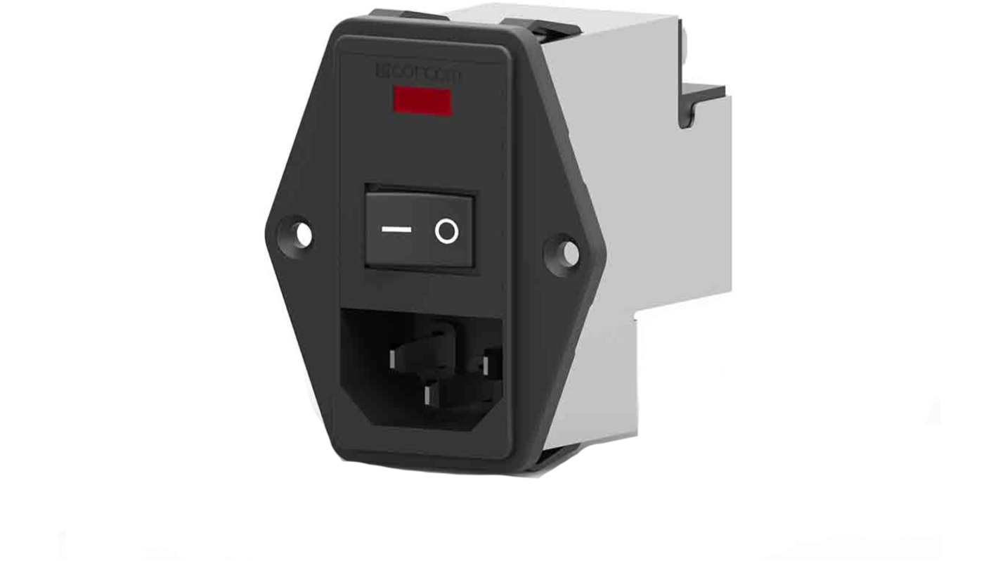 Vstupní filtr IEC, řada: Corcom P, Montáž příruby, Faston, 10A, 115 V AC, 230 V AC, 50/60Hz, -10 → +40 °C
