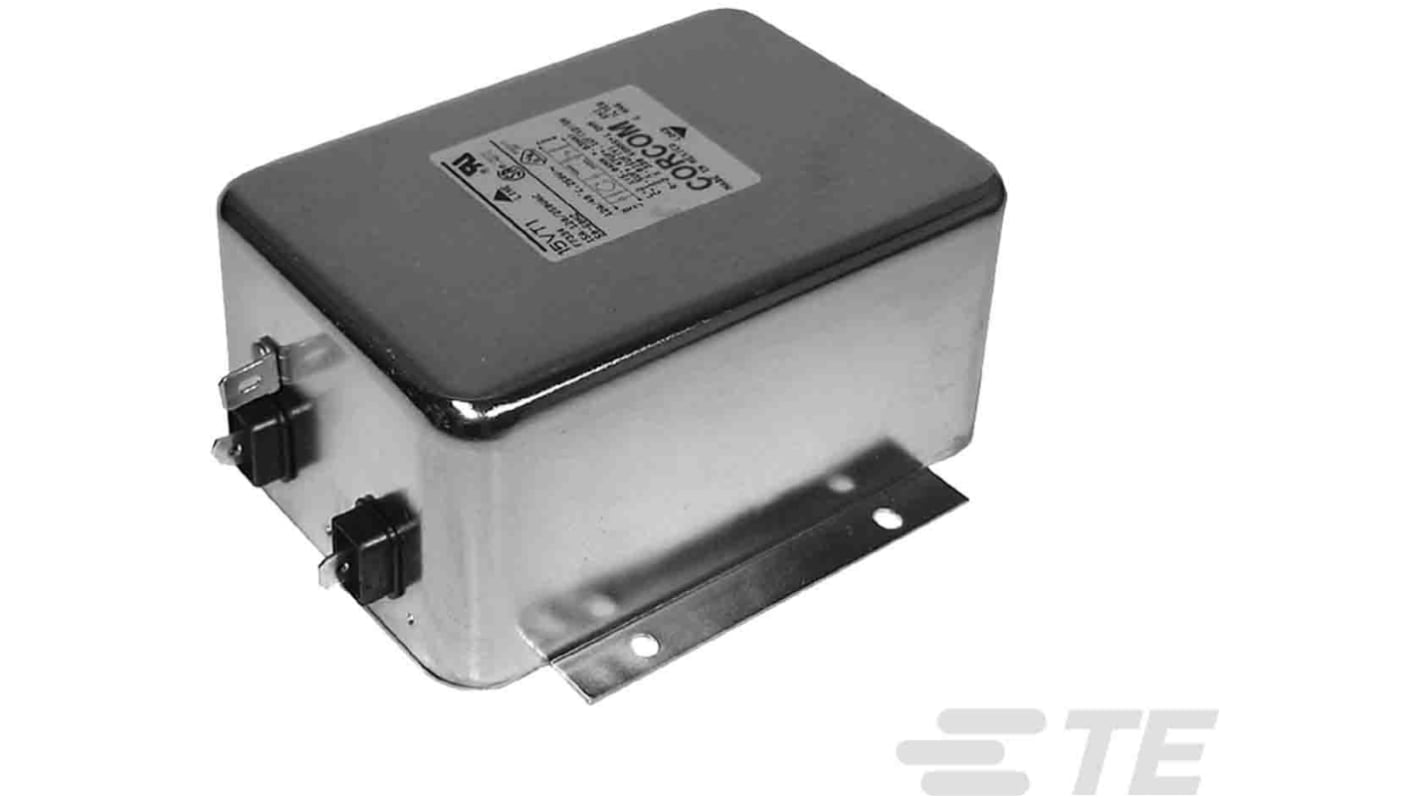 TE Connectivity, Corcom T 10A 250 V ac 50/60Hz, Flange Mount RFI Filter, Fast-On, Single Phase