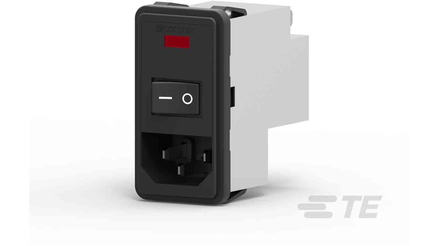 TE Connectivity IECインレット, 10A 115 V ac、230 V ac スナップイン