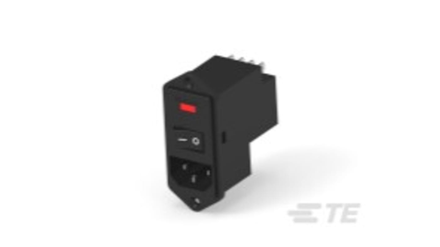TE Connectivity IEC規格 C14 IECインレット, 6A 115 V ac、230 V ac 2極 フランジマウント
