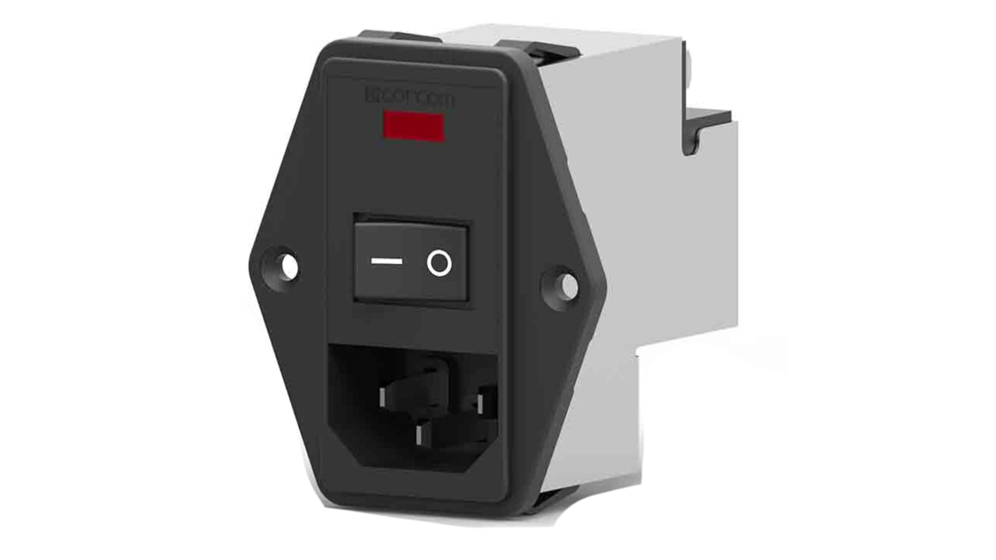 TE Connectivity 6A, 115 V ac, 230 V ac Flange Mount IEC Inlet Filter PM0S0DH6B, Faston