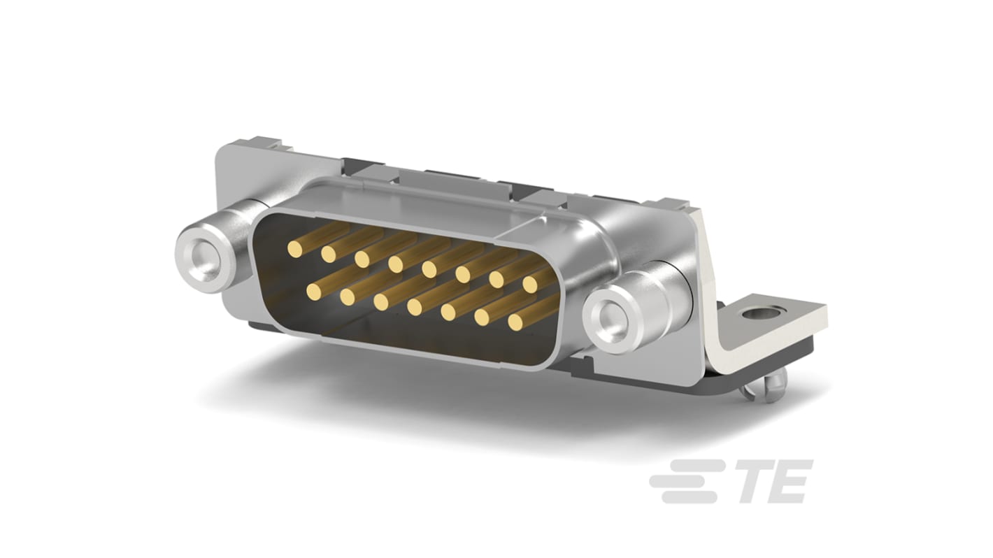 TE Connectivity 15 Way Right Angle Through Hole D-sub Connector Plug