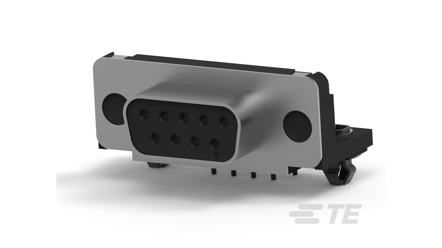 TE Connectivity 9 Way Right Angle Through Hole D-sub Connector Socket, 2.74mm Pitch