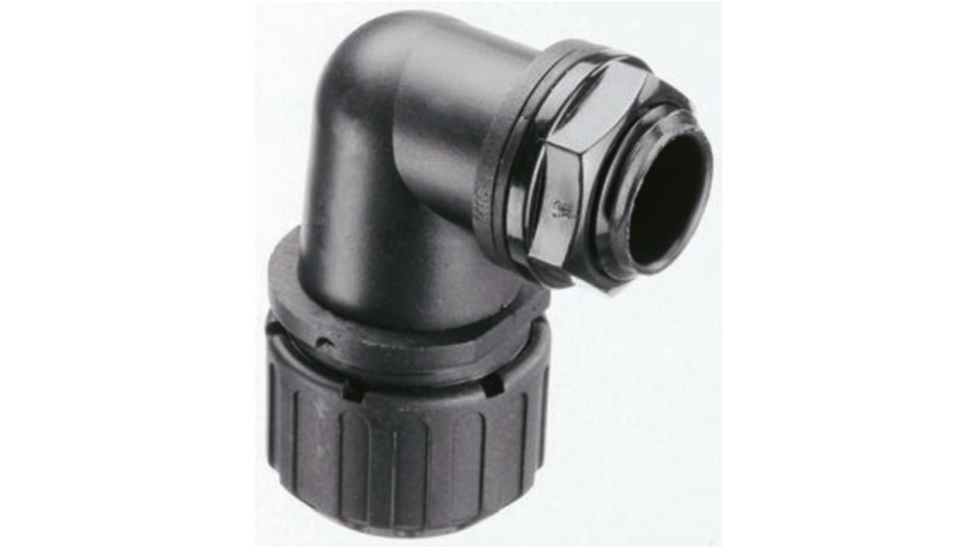 Raccordo per cavi Adaptaflex ASF21/PG16/90 & AWB21 ASF, Gomito a 90° in Nylon 66, Nero, filetto PG16, 21mm, protezione