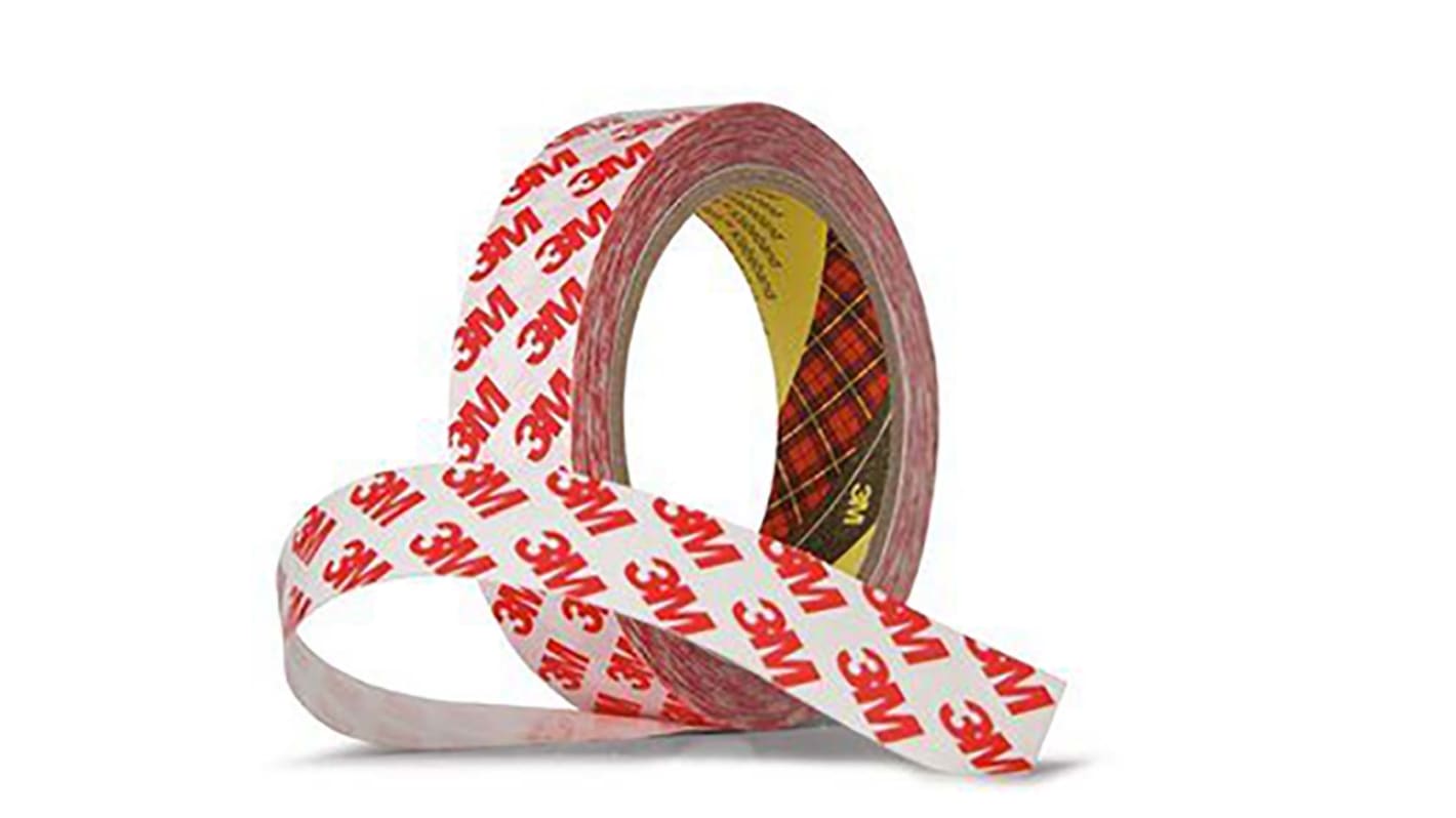 3M High Performance Series 9088-200 White Double Sided Plastic Tape, 0.2mm Thick, PET Backing, 19mm x 50m