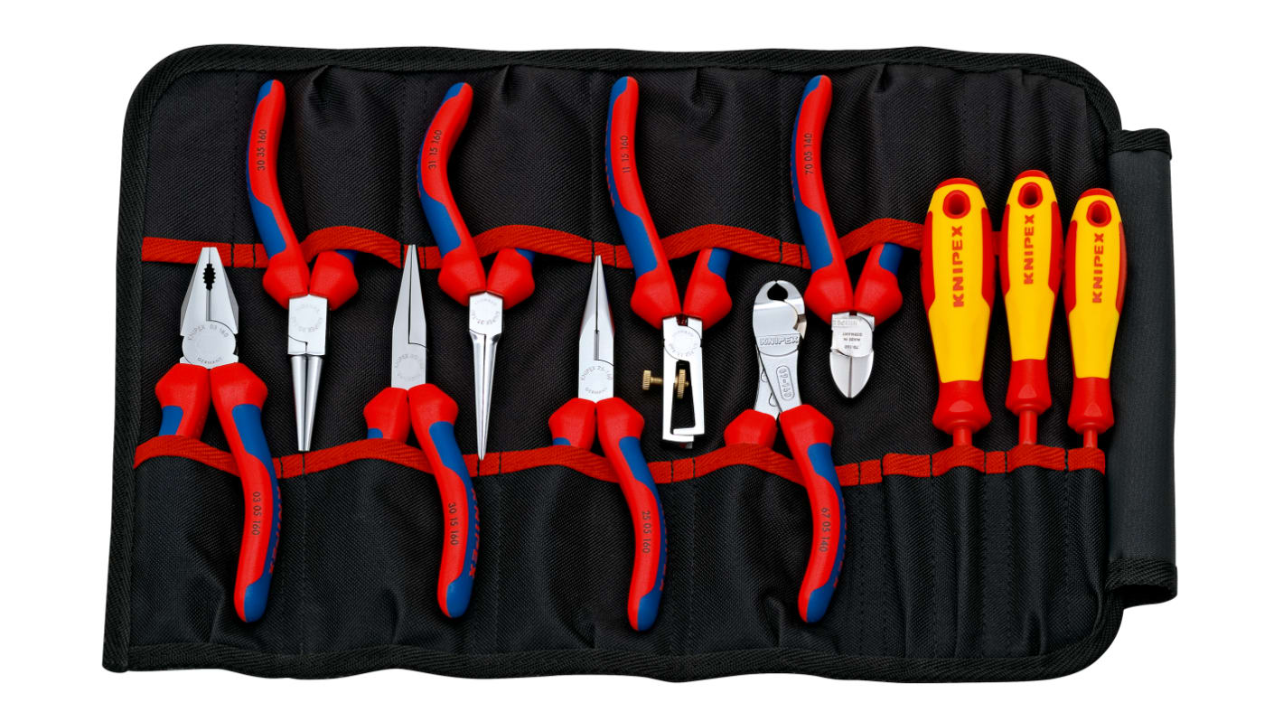 Estuche enrollable para herramientas Knipex, Rollo de 11 piezas, para electricistas, aprobado VDE