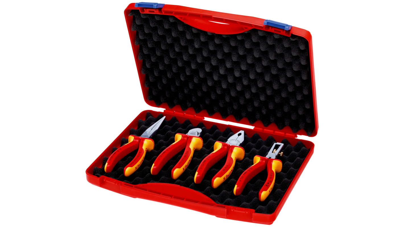 Knipex 4-Piece Plier Set, VDE/1000V, 10 in Overall