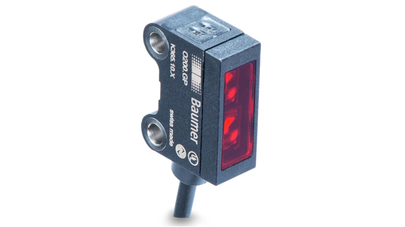 Rs-Online Sensore fotoelettrico Rettangolare Baumer a soppressione di sfondo rilevamento 20 mm → 120 mm uscita