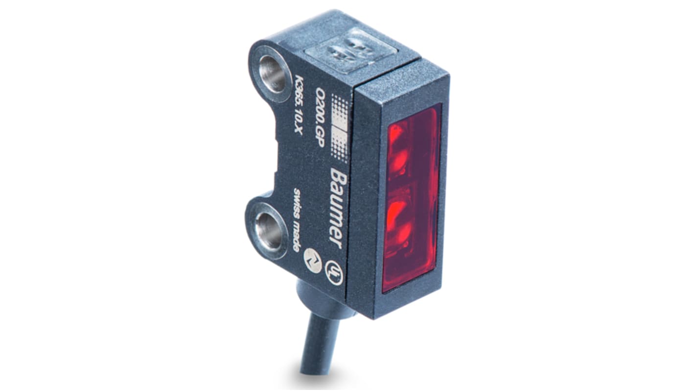 Rs-Online Sensore fotoelettrico Rettangolare Baumer a soppressione di sfondo rilevamento 15 mm → 80 mm uscita