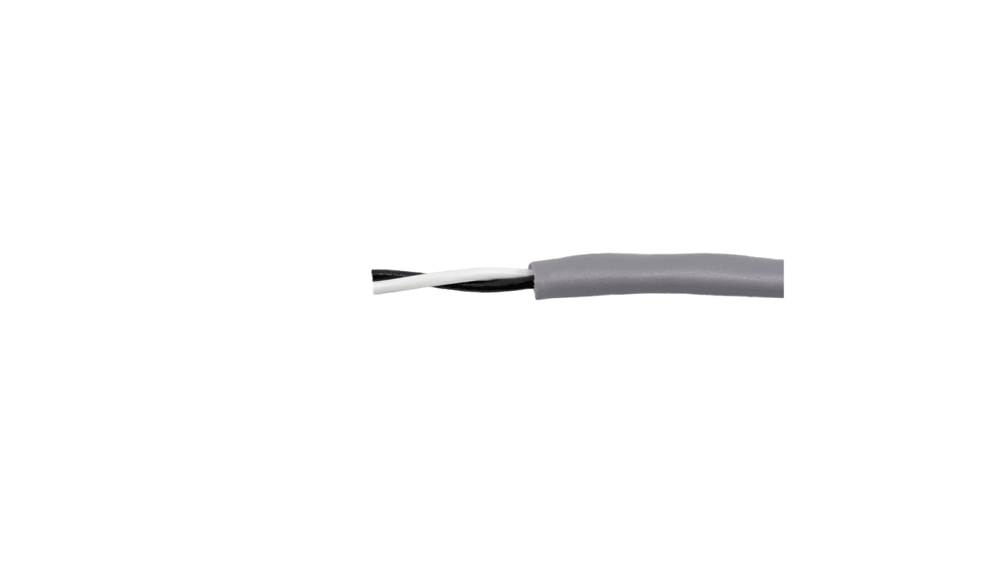 Alpha Wire 2芯1对非屏蔽线 0.81 mm²双绞线 数据电缆, Alpha Essentials Communication & Control系列, 18 AWG, PVC灰色护套