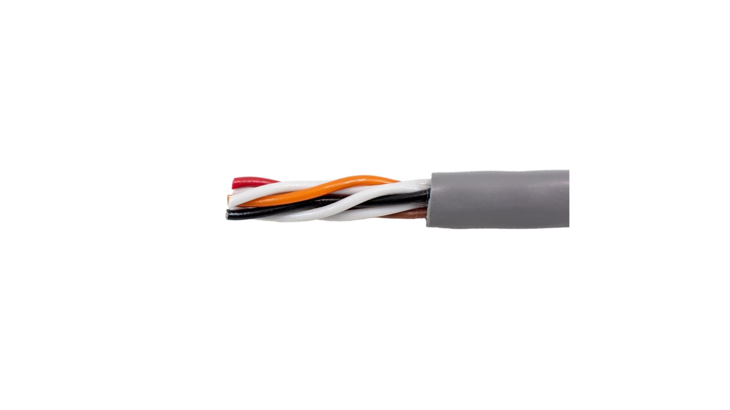 Alpha Wire Twisted Pair Data Cable, 4 Pairs, 0.81 mm², 8 Cores, 18 AWG, Unscreened, 305m, Grey Sheath