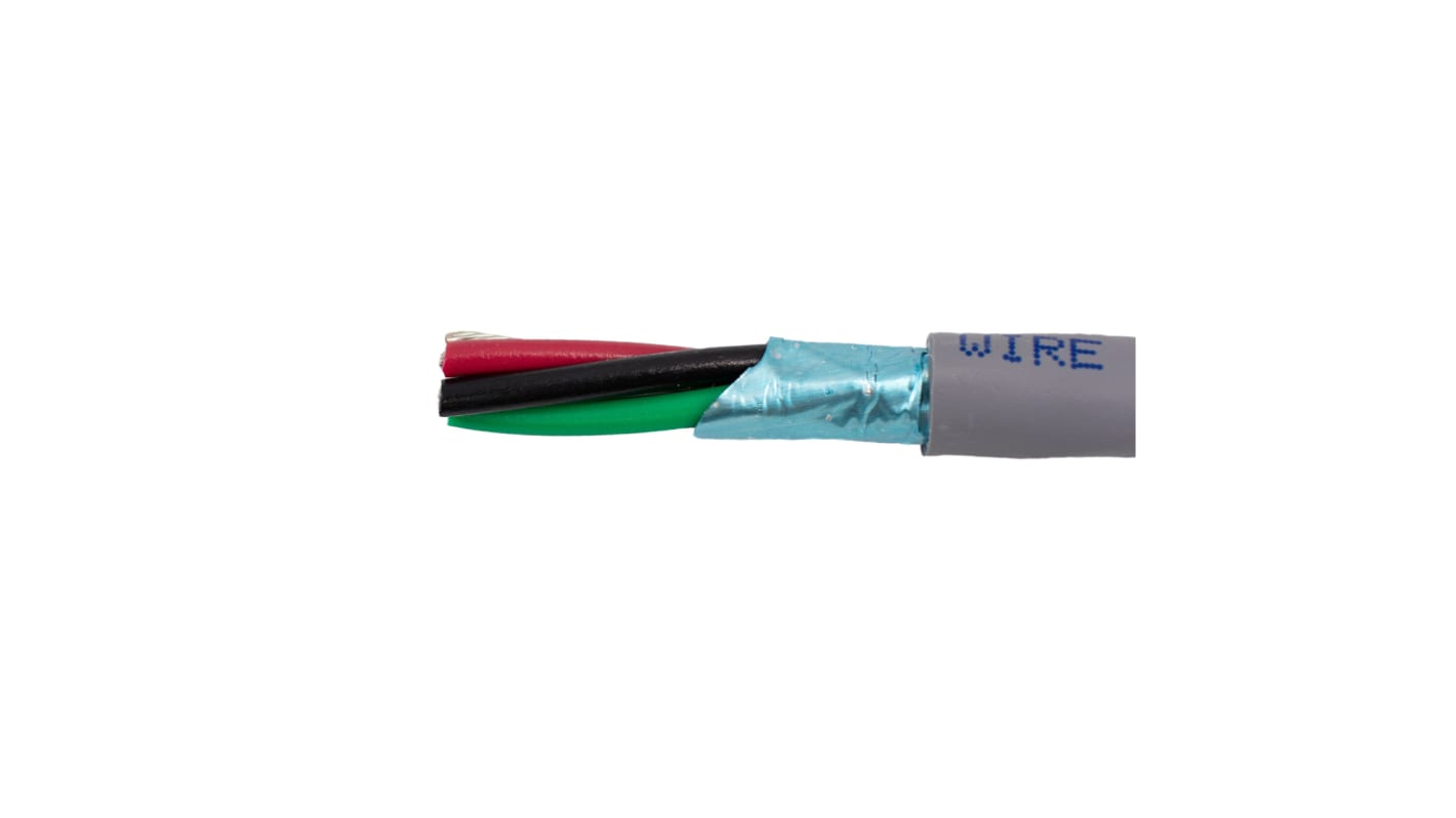 Alpha Wire Alpha Essentials Communication & Control Control Cable, 4 Cores, Screened, 305m, Black, Grey PVC Sheath, 24