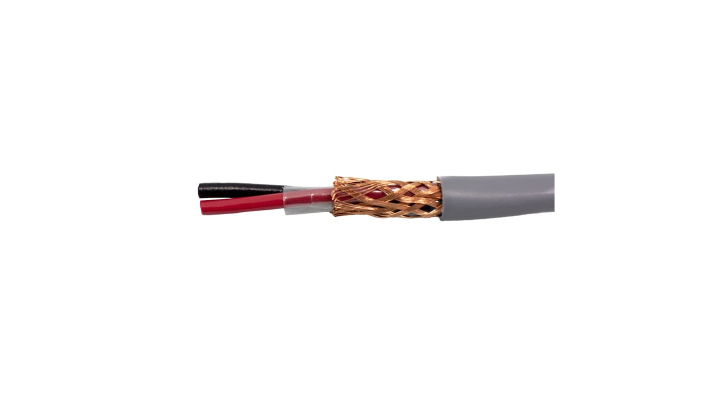 Alpha Wire Alpha Essentials Communication & Control Control Cable, 3 Cores, 0.33 mm², Screened, 30m, Grey PVC Sheath,