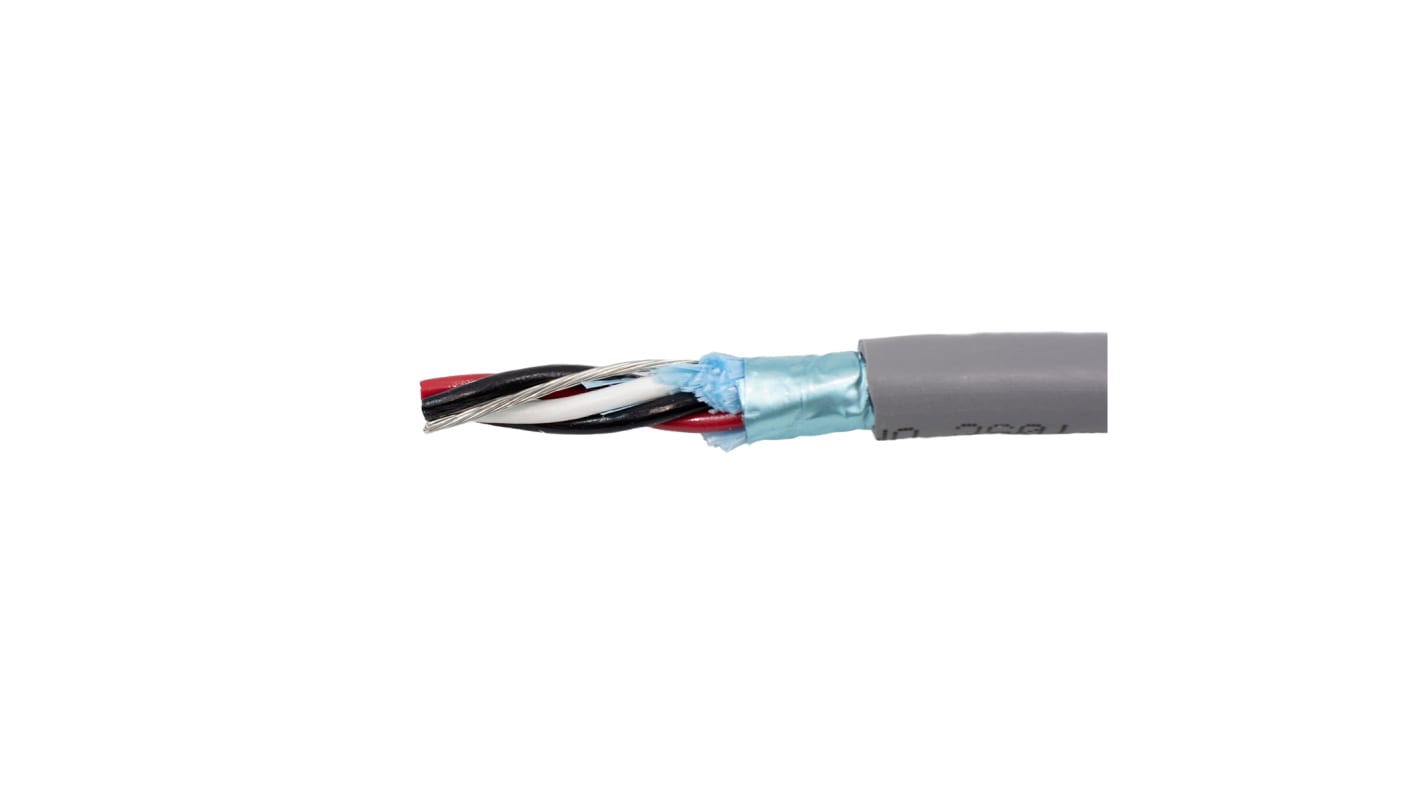 Alpha Wire Alpha Essentials Communication & Control Series Data Cable, 2 Pairs, 4 Cores, 0.81 mm², Screened, 18 AWG,