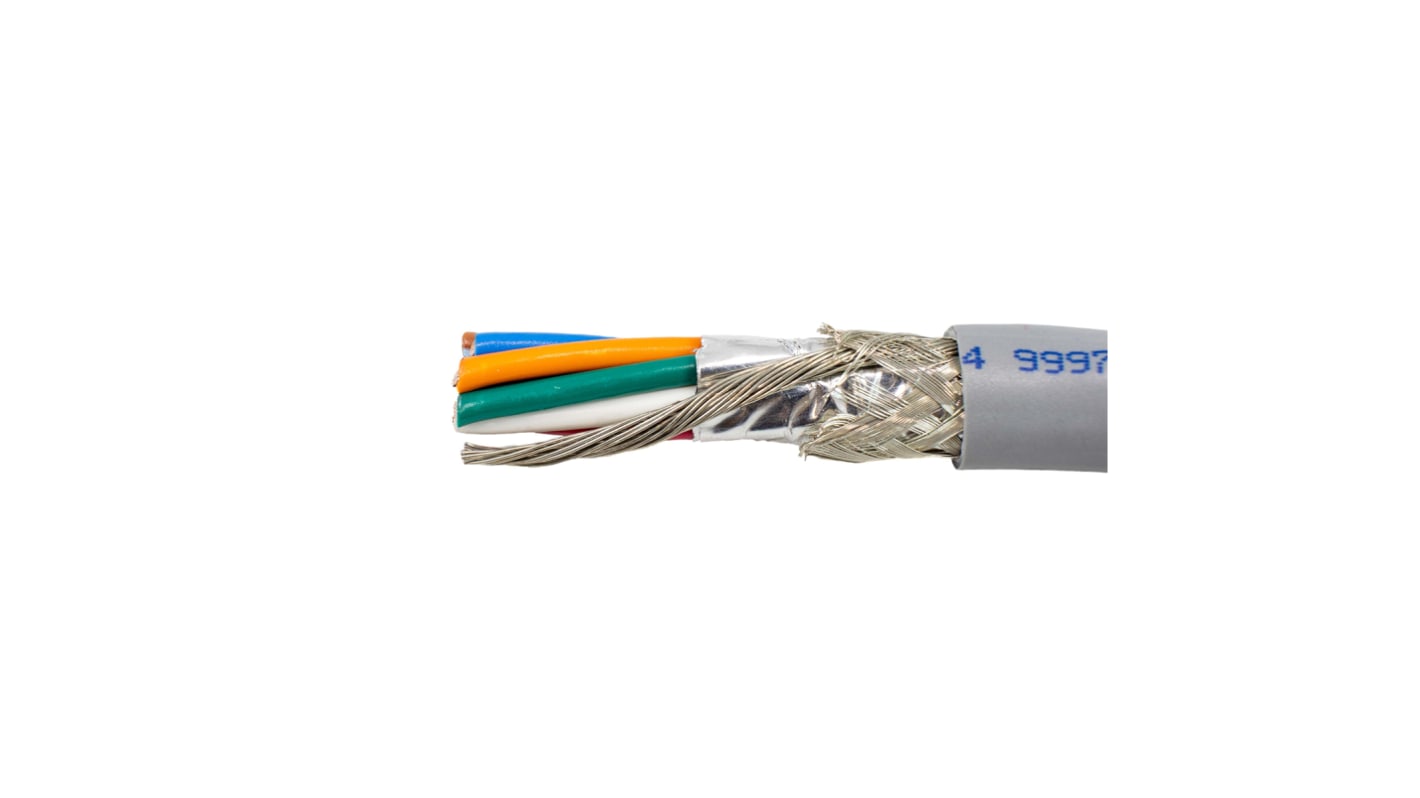 Alpha Wire Control Cable, 8 Cores, Screened, 305m, Grey PVC Sheath, 24 AWG