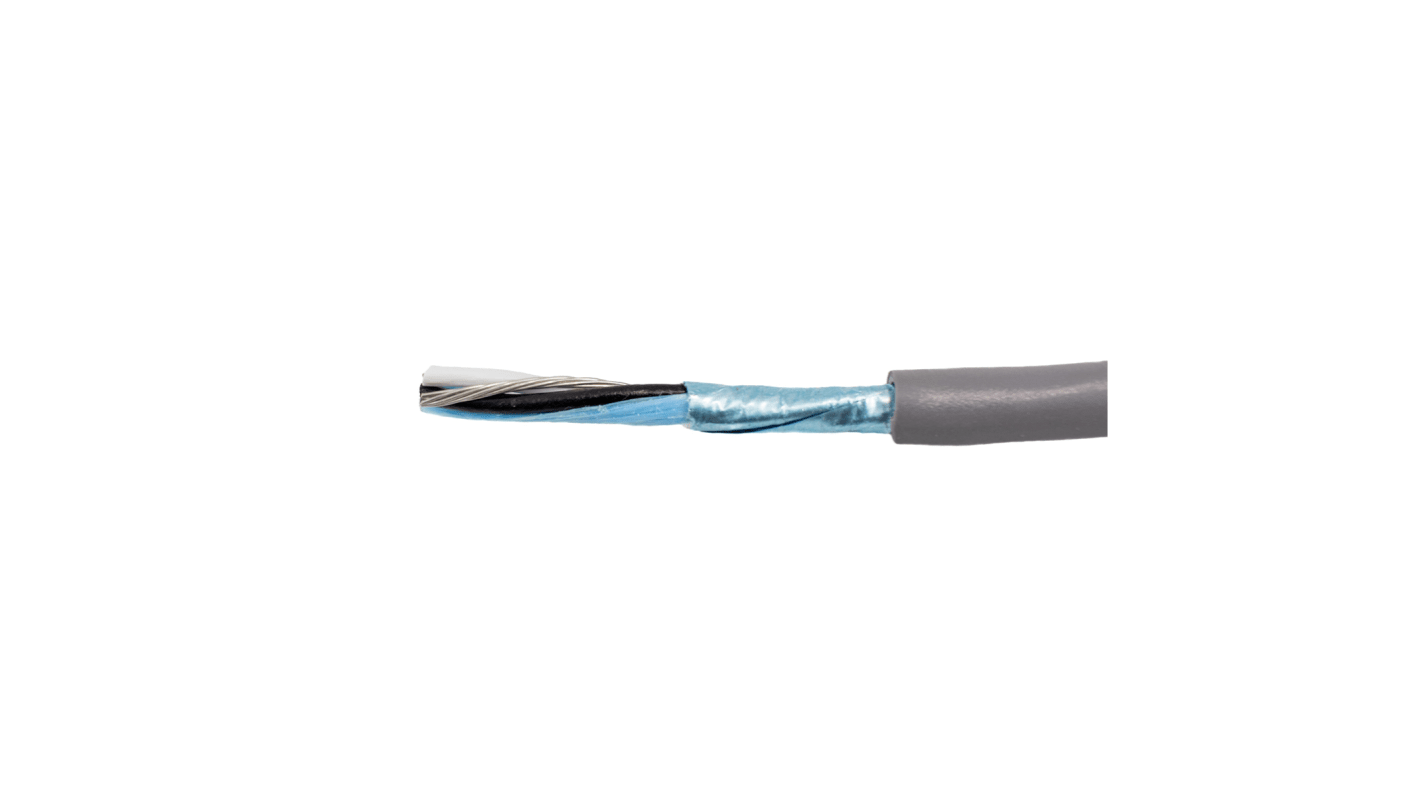 Alpha Wire Datenkabel, 1-paarig 0,22 mm² Ø 4.11mm Aluminium/Mylarband Schirmung LSZH isoliert Twisted Pair Grau