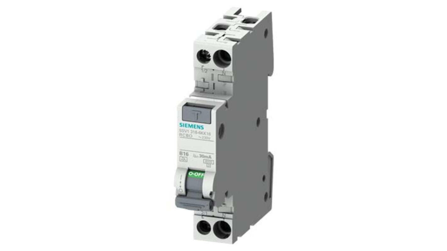 RCBO Siemens 5SV1316-6KK13, 1P+N, 13A, sensibilità 30mA, Montaggio Guida DIN A CE