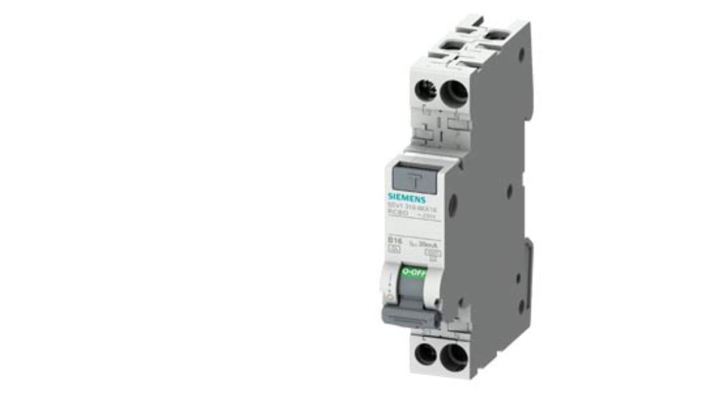 RCBO Siemens 5SV1316-7KK16, 1P+N, 16A, sensibilità 30mA, Montaggio Guida DIN A CE