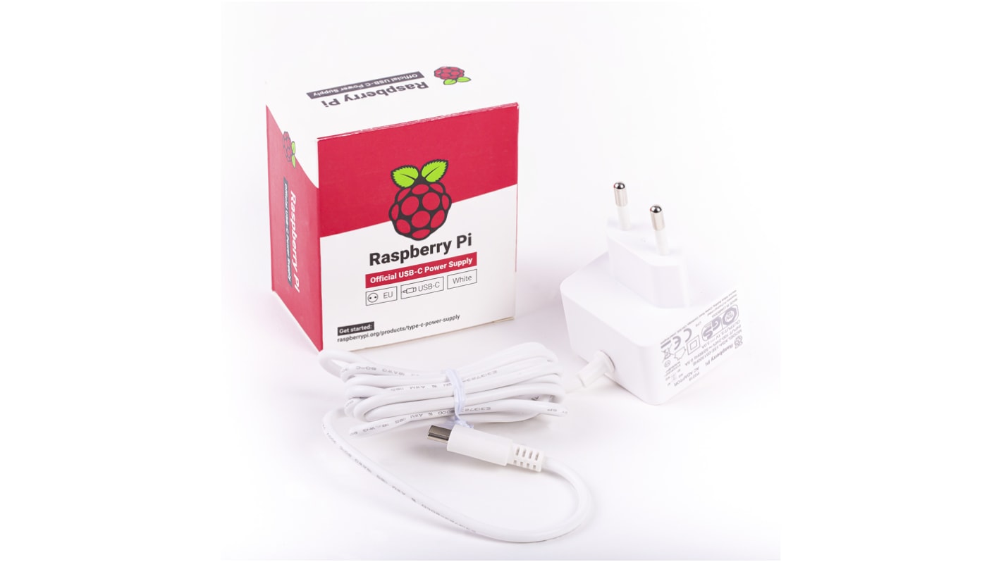 Raspberry Pi Power Supply, USB Type C with EU Plug Type, 1.5m