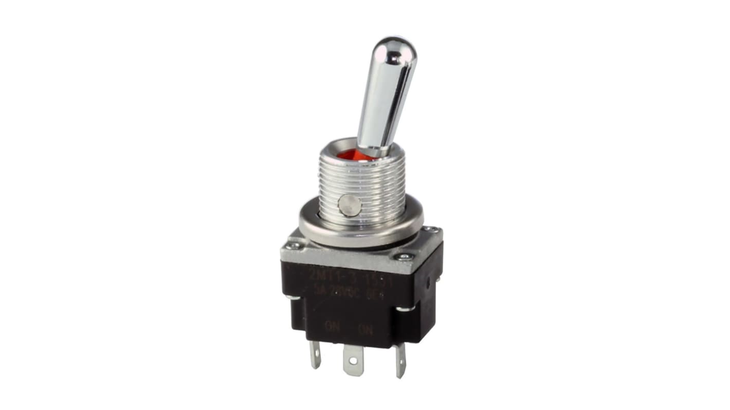 Honeywell 钮子开关, 单刀双掷, 关-(关)操作, 5 A, 面板安装, 焊接端子, 面板切口12.45 (Dia.) x 11.43mm, IP67, IP68