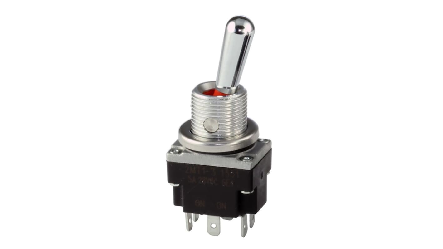 Honeywell 钮子开关, 双刀双掷, 关-(关)操作, 5 A, 面板安装, 焊接端子, 面板切口12.45 (Dia.) x 11.43mm, IP67, IP68