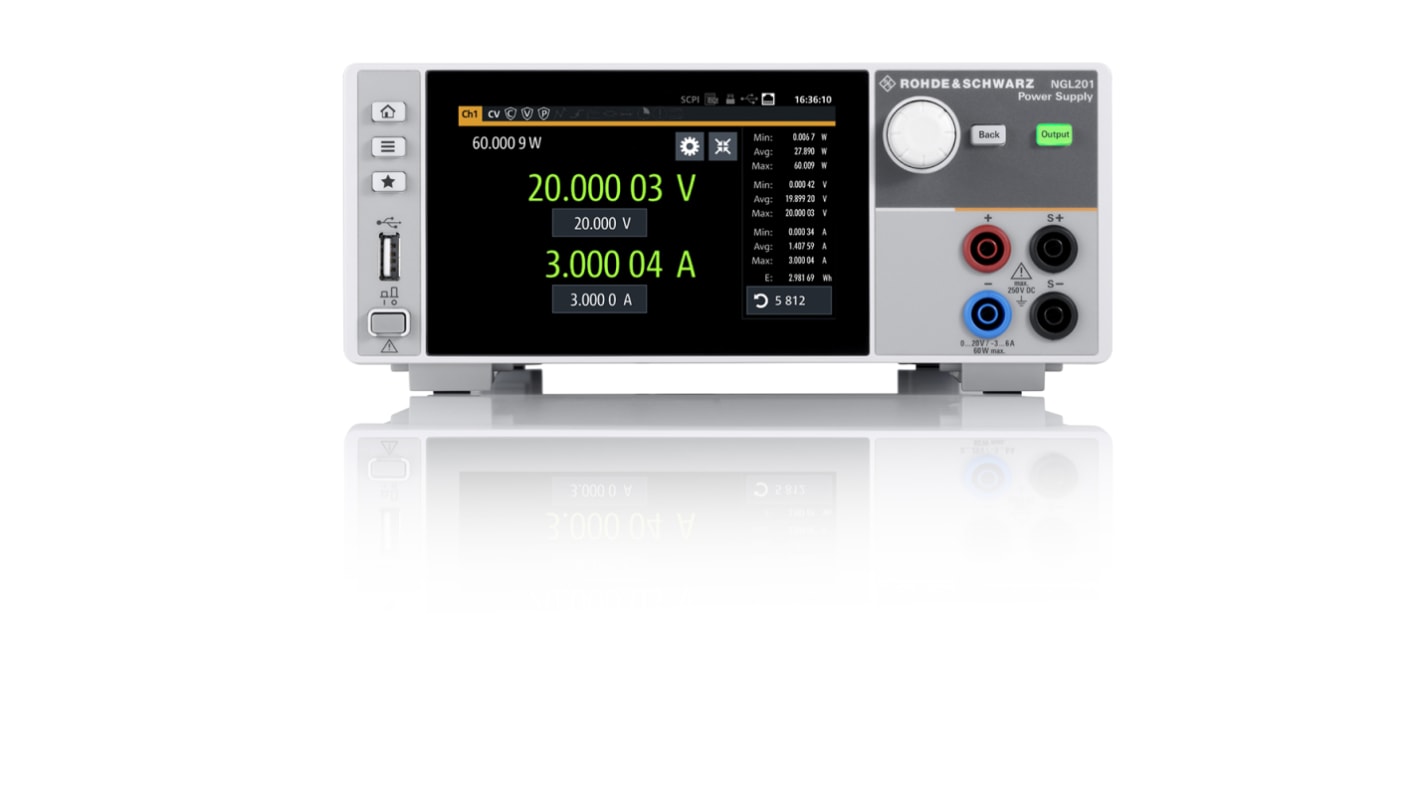 Rohde & Schwarz NGL200 Series Digital Bench Power Supply, 0 → 20V, 6A, 2-Output, 120W