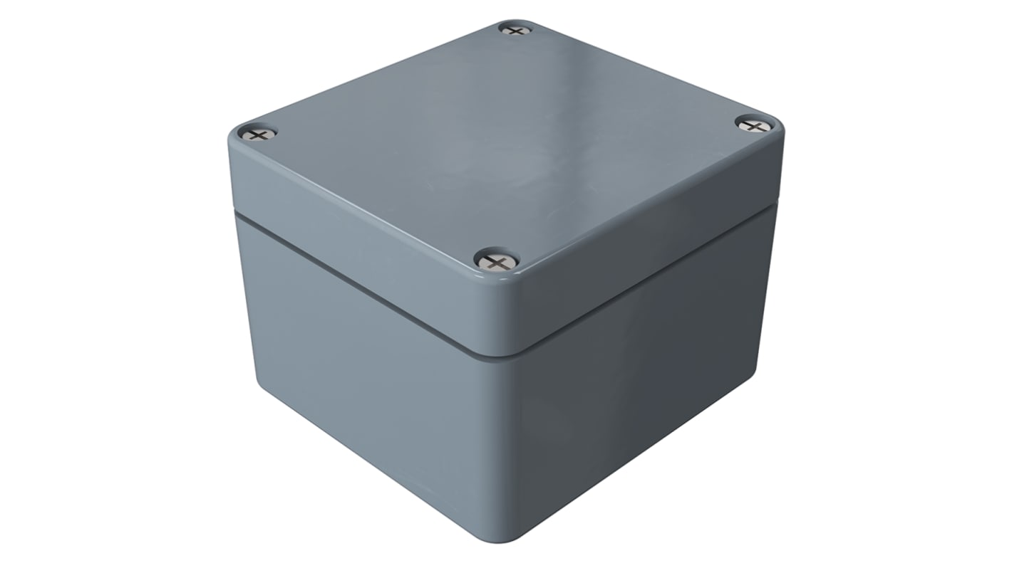 Rose Polyester Standard Series Grey Glass Fibre Reinforced Polyester Enclosure, IP66, IK08, Grey Lid, 80 x 75 x 56.5mm