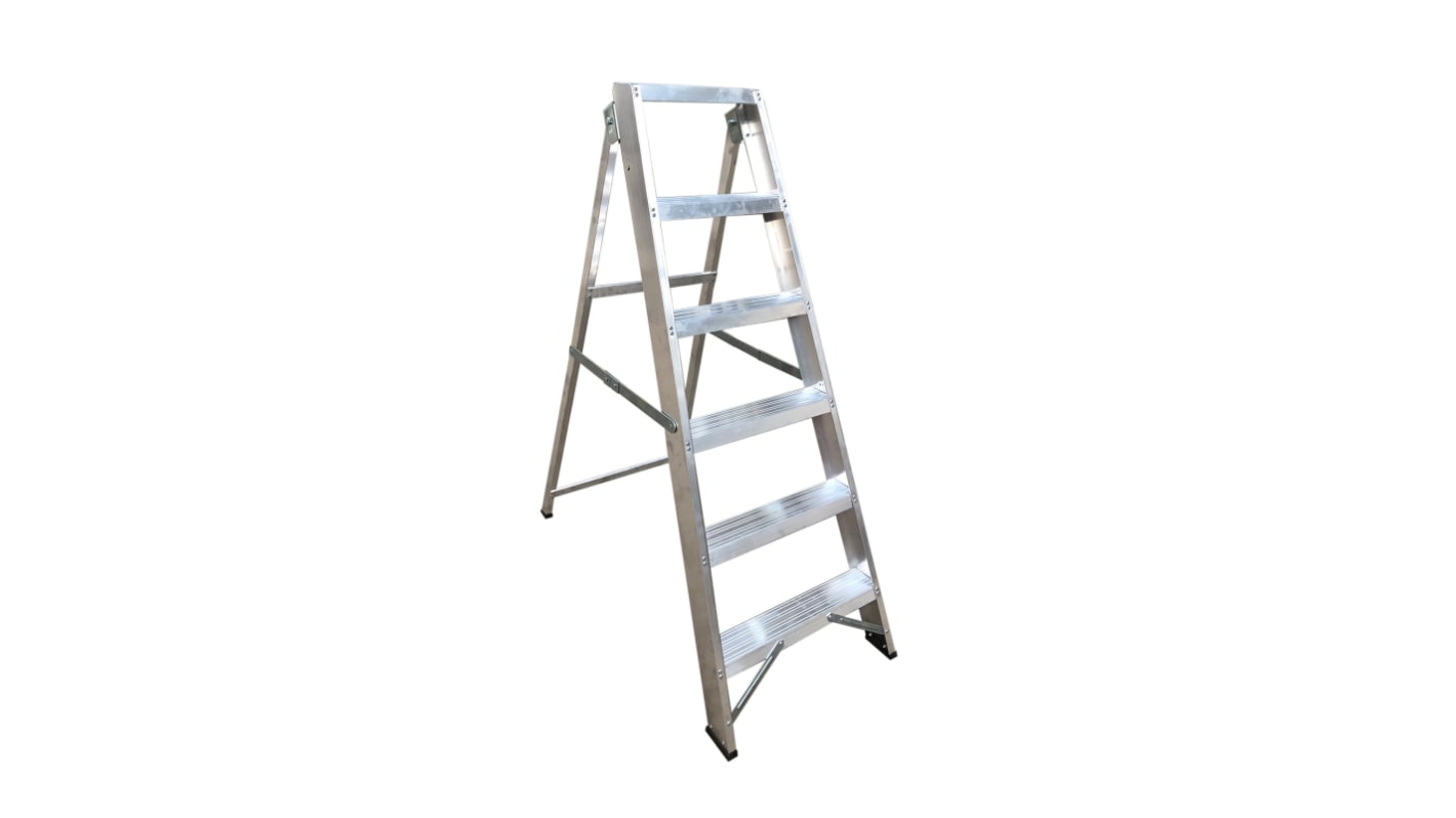 RS PRO Aluminium 6 steps Step Ladder, 1.26m open length