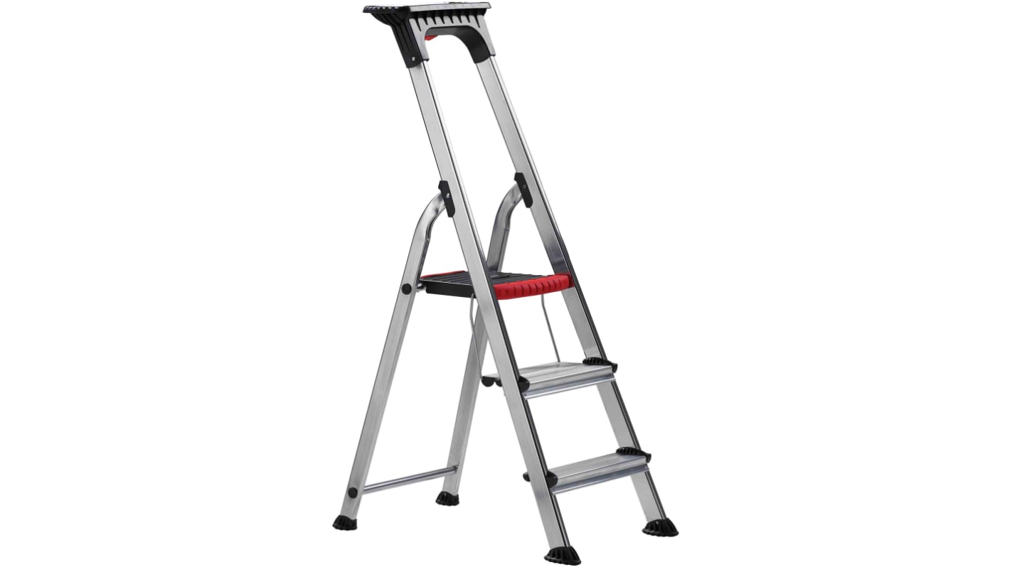 RS PRO Aluminium 3 steps Step Ladder, 0.616m platform height, 1.244m open length