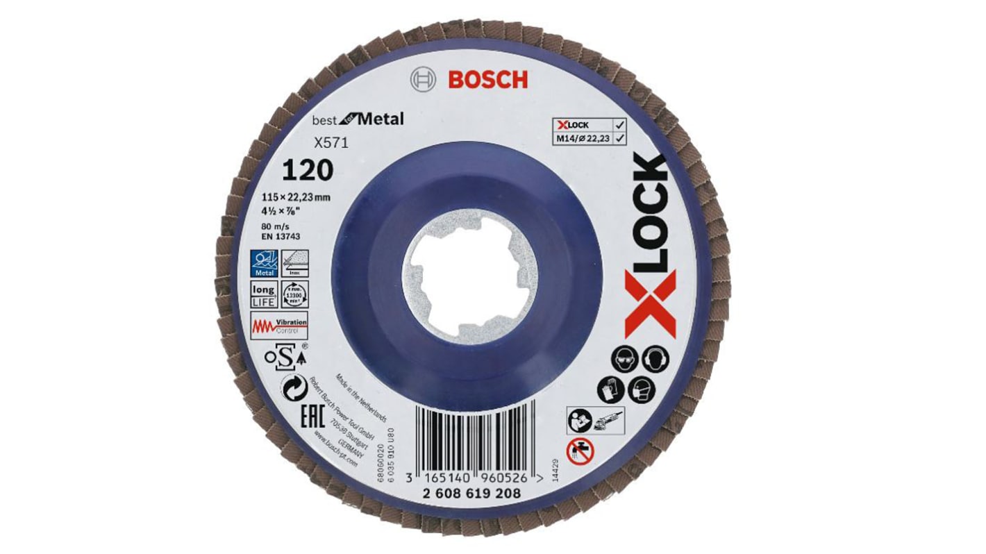 Disco abrasivo X-LOCK Bosch, Ø 115mm, grana 120