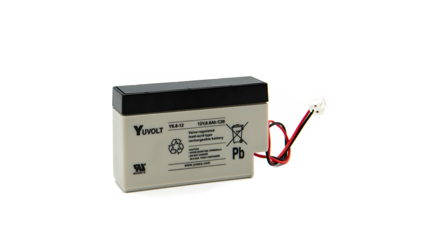 Batería de plomo ácido, 12V 0.8Ah, terminación tipo cable