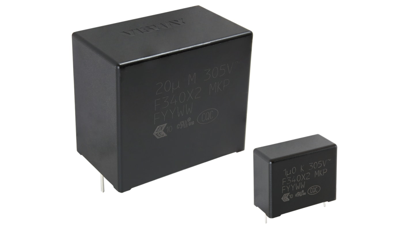 Vishay F340X2 Polypropylene Film Capacitor, 305V ac, ±20%, 15μF, Through Hole