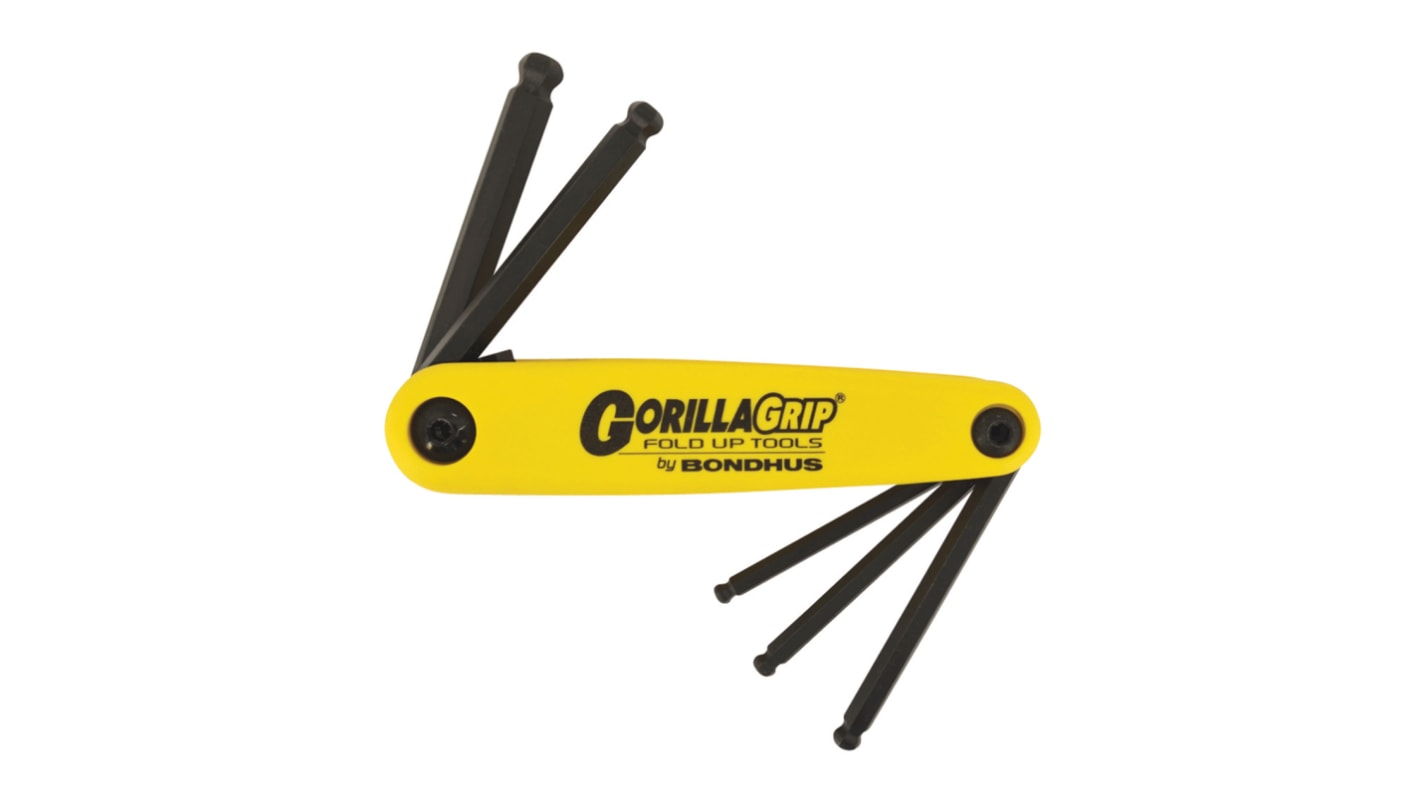 Bondhus 5 piece Folding Imperial Hex Key Set, 1/4 → 7/32"