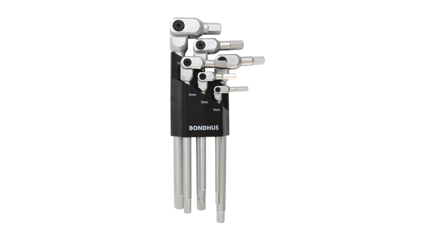 Bondhus 6 piece L Shape Metric Hex Key Set, 4 → 10mm