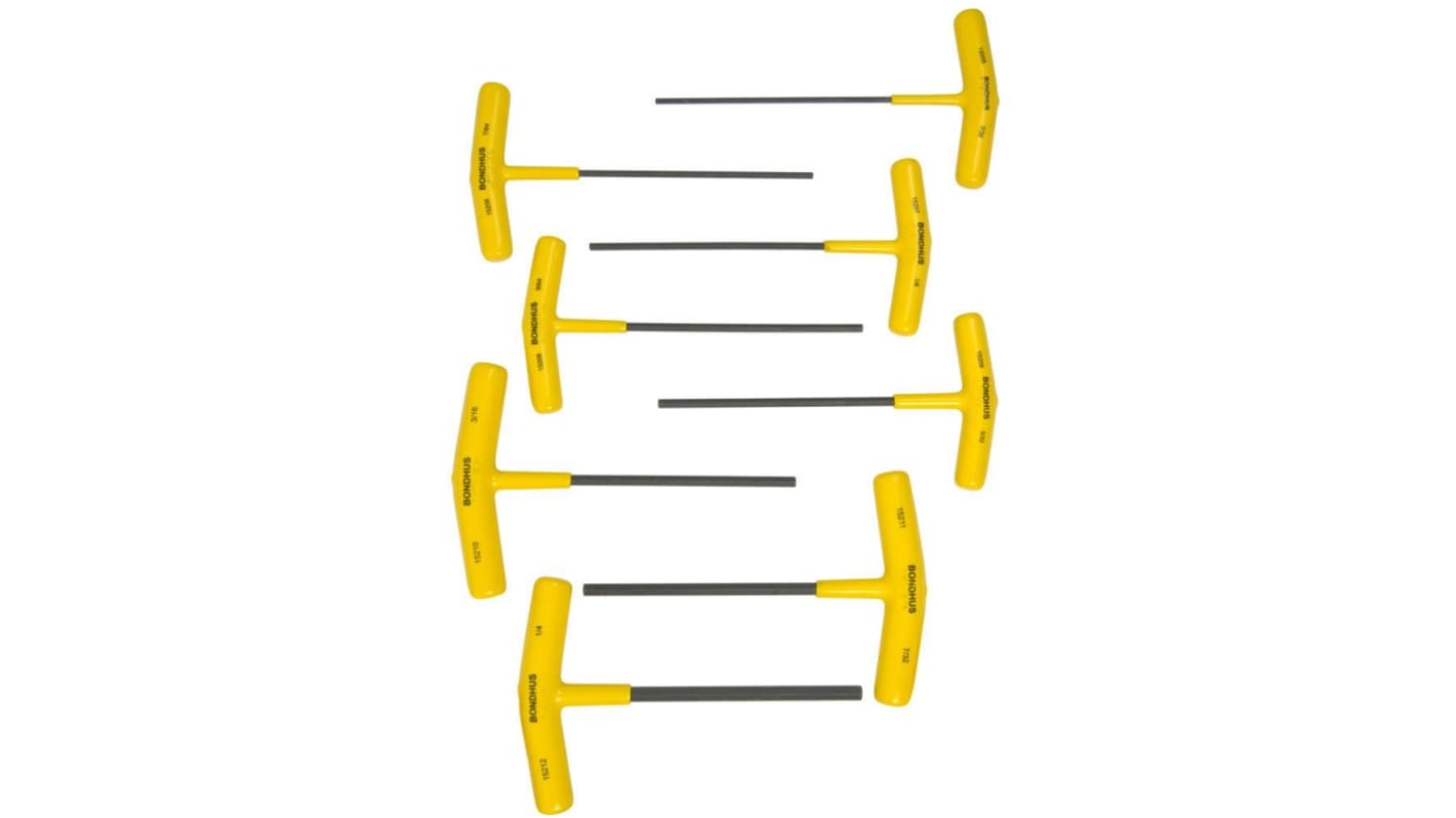 Bondhus T形内六角扳手套装, 英制, 3/32 → 1/4"规格
