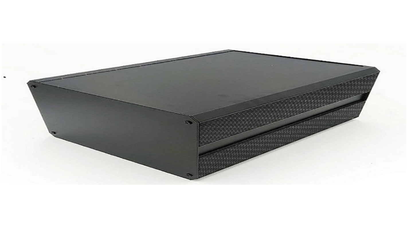 RS PRO Black Extruded Aluminium Heat Sink Case, IP40, Black Lid, 400 x 200 x 41mm