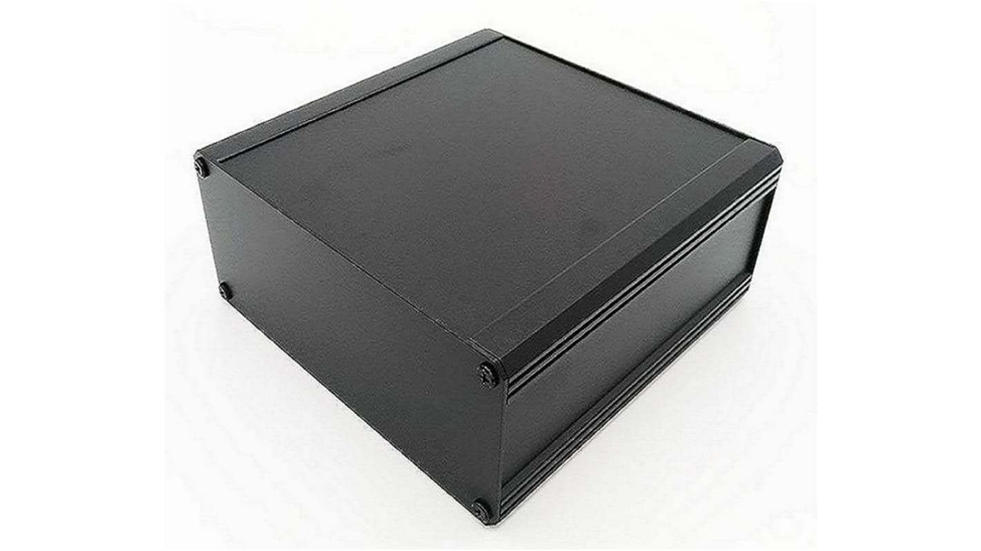 RS PRO Black Extruded Aluminium Heat Sink Case, IP40, Black Lid, 200 x 100 x 175mm