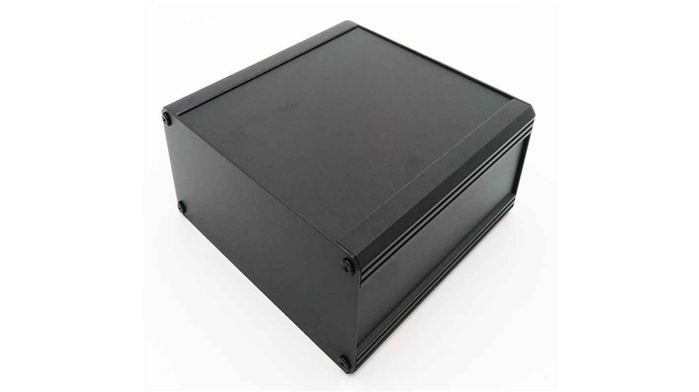 RS PRO Black Extruded Aluminium Heat Sink Case, IP40, Black Lid, 200 x 200 x 175mm