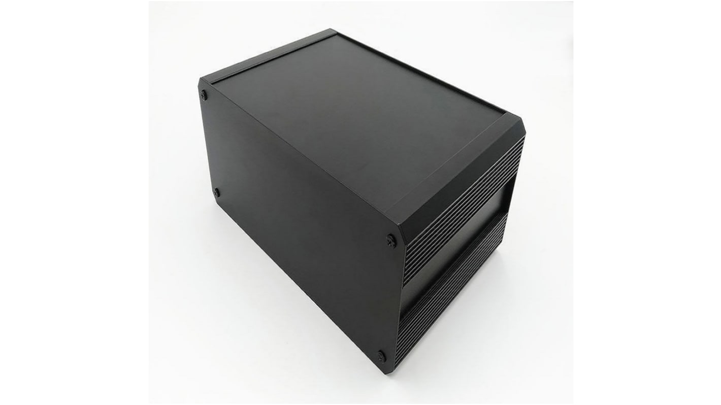 RS PRO Black Extruded Aluminium Heat Sink Case, IP40, Black Lid, 200 x 300 x 264mm