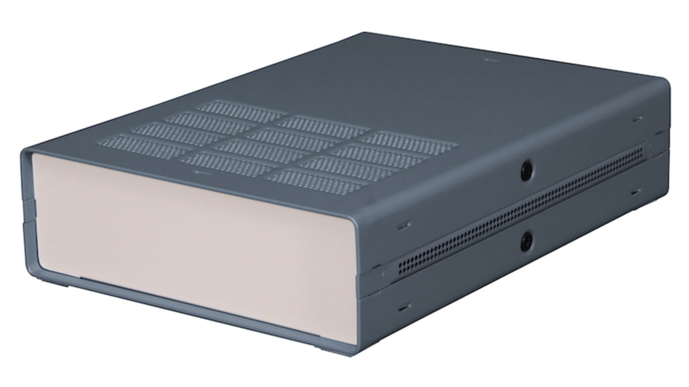 RS PRO Grey Extruded Aluminium Enclosure, IP30, Grey Lid, 279 x 203 x 65mm