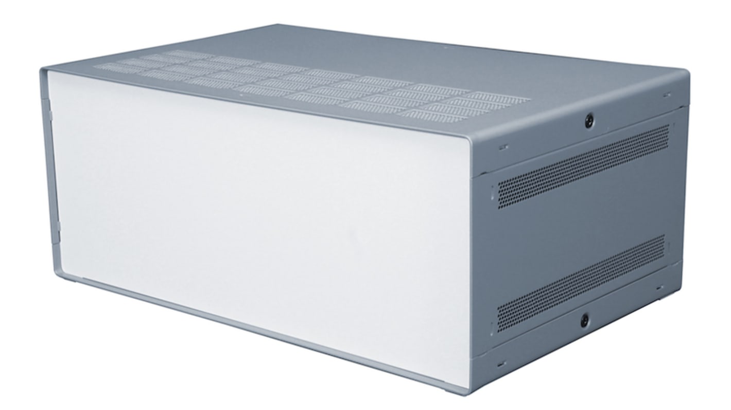 RS PRO Grey Extruded Aluminium Enclosure, IP30, Grey Lid, 279 x 203 x 131mm